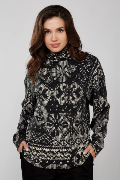 Трикотажный джемпер свободного кроя мягкий Bliss 8058 серый - фото 4