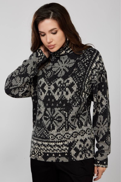 Трикотажный джемпер свободного кроя мягкий Bliss 8058 серый - фото 2