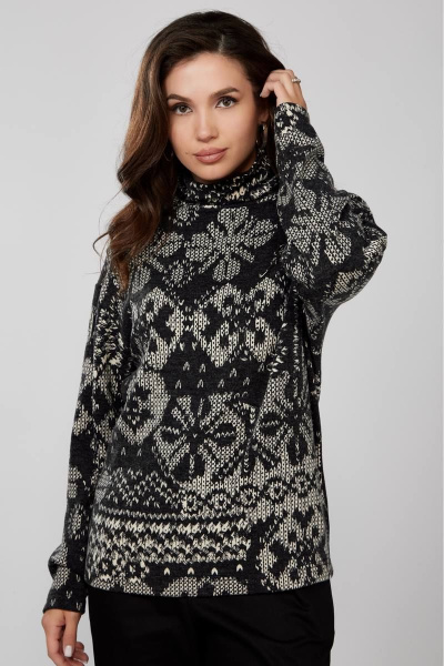 Трикотажный джемпер свободного кроя мягкий Bliss 8058 серый - фото 1