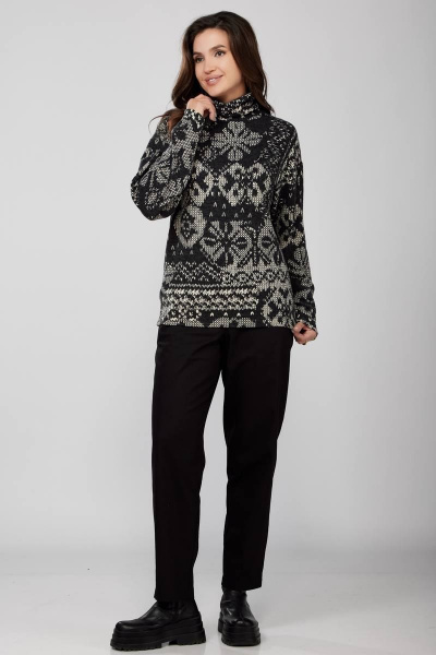 Трикотажный джемпер свободного кроя мягкий Bliss 8058 серый - фото 3