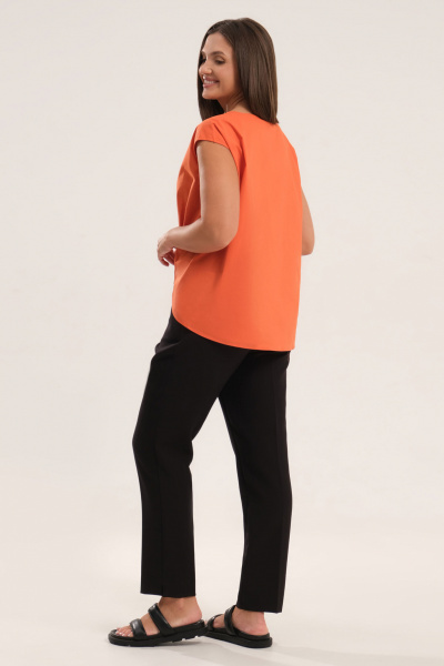 Блуза из хлопка с рельефными швами летняя Панда 65040z оранжевый - фото 2