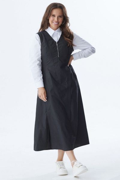 Черный плащевый сарафан с боковыми карманами Магия моды 2317 черный - фото 4
