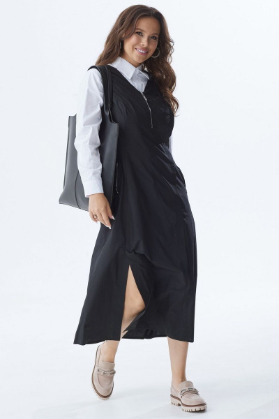 Черный плащевый сарафан с боковыми карманами Магия моды 2317 черный - фото 1