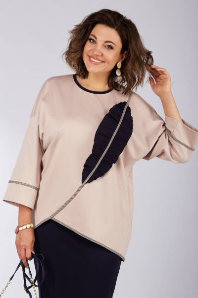 Костюм из трикотажа с юбкой и джемпером на лето Lady Secret 1631 синий+пудра - фото 5