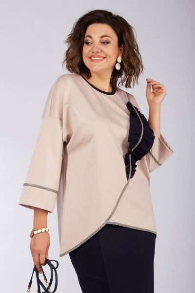 Костюм из трикотажа с юбкой и джемпером на лето Lady Secret 1631 синий+пудра - фото 4