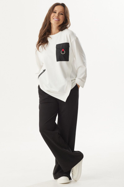 Белый и черный трикотажный костюм из свитшота и брюк Магия моды 2324 белый_черный - фото 8