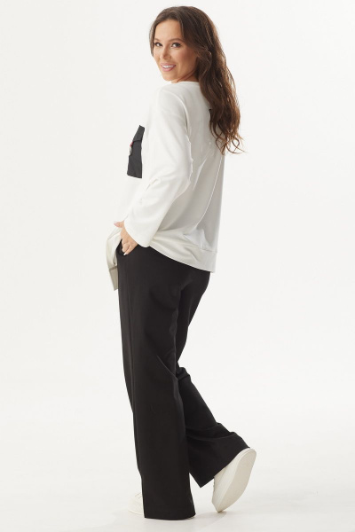 Белый и черный трикотажный костюм из свитшота и брюк Магия моды 2324 белый_черный - фото 2