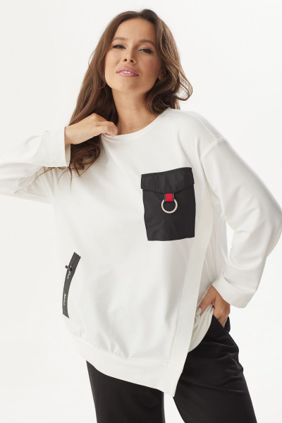 Белый и черный трикотажный костюм из свитшота и брюк Магия моды 2324 белый_черный - фото 6