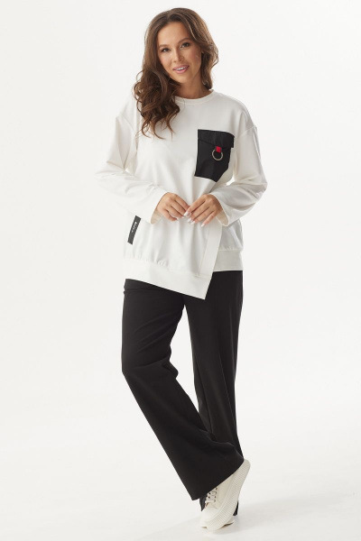 Белый и черный трикотажный костюм из свитшота и брюк Магия моды 2324 белый_черный - фото 4