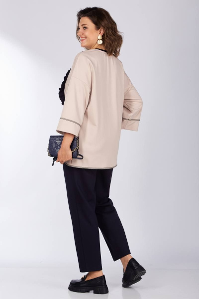 Демисезонный костюм с джемпером и брюками из трикотажа Lady Secret 2914 синий+пудра - фото 7