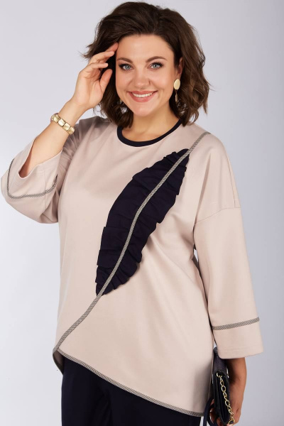 Демисезонный костюм с джемпером и брюками из трикотажа Lady Secret 2914 синий+пудра - фото 4