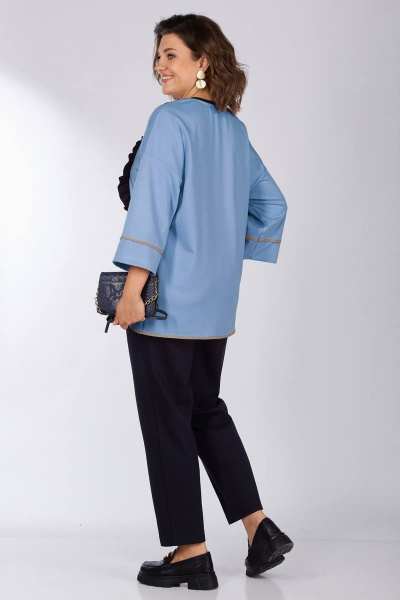 Стильный демисезонный костюм из трикотажа с брюками и джемпером Lady Secret 2914 синий+синие_тона - фото 2