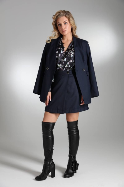 Комплект жакет и юбка, деловой стиль, демисезон LM СК6007 синий - фото 1