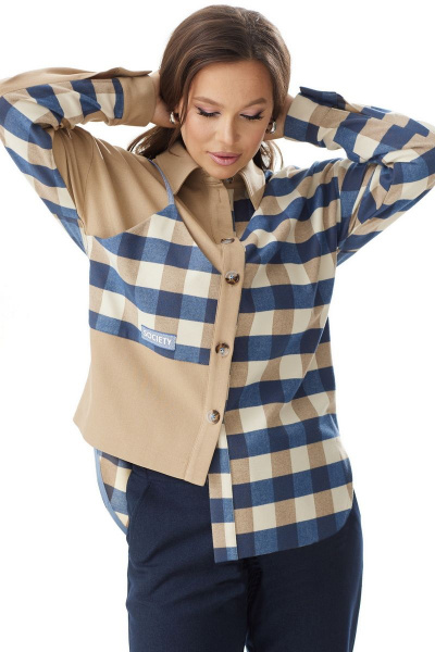 Блуза, брюки Магия моды 2334 беж_синий - фото 3