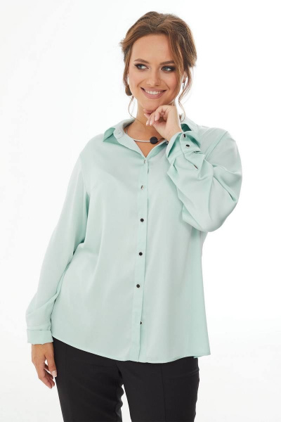 Деловая рубашка из сатина с длинным рукавом Condra 16201 мятно-голубой - фото 7