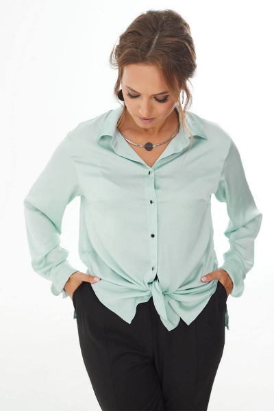 Деловая рубашка из сатина с длинным рукавом Condra 16201 мятно-голубой - фото 6