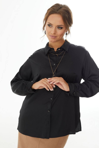Классическая рубашка из сатина с длинным рукавом Condra 16201 черный - фото 7
