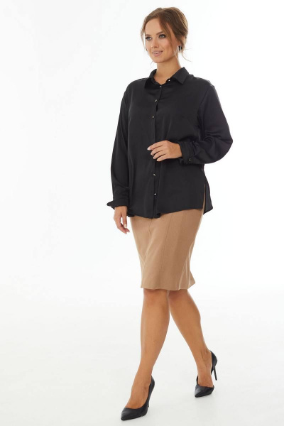 Классическая рубашка из сатина с длинным рукавом Condra 16201 черный - фото 3