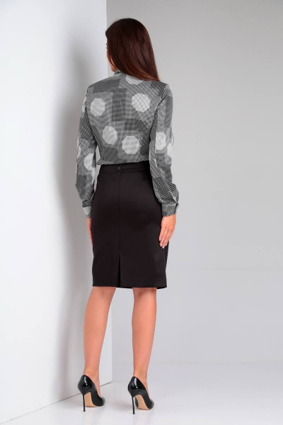 Юбка из костюмного атласа с разрезом и поясом Ивелта плюс 2552 темная - фото 2