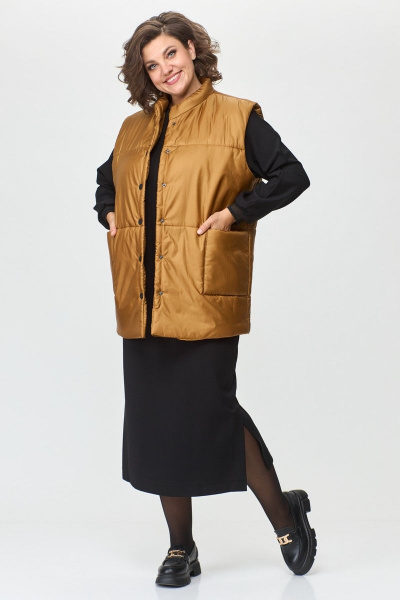 Жилет, платье T&N 7436 орчица+черный - фото 9