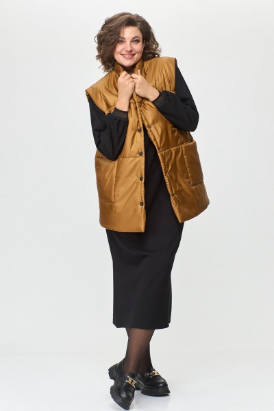 Жилет, платье T&N 7436 орчица+черный - фото 1