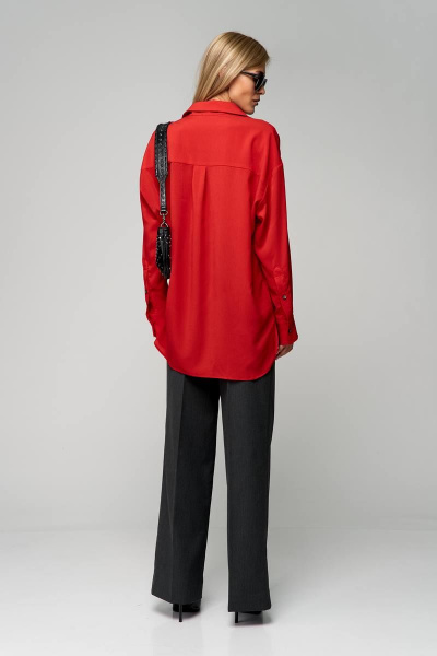 Блуза свободного кроя из креп-шифона с воротником-стойкой THE NAME 2234 красный - фото 7
