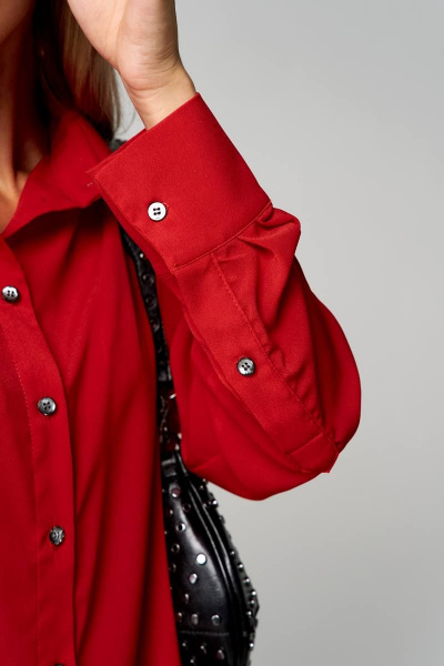 Блуза свободного кроя из креп-шифона с воротником-стойкой THE NAME 2234 красный - фото 8