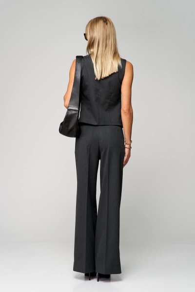 Приталенный черный жилет из текстиля для повседневного стиля THE NAME 2236 - фото 7