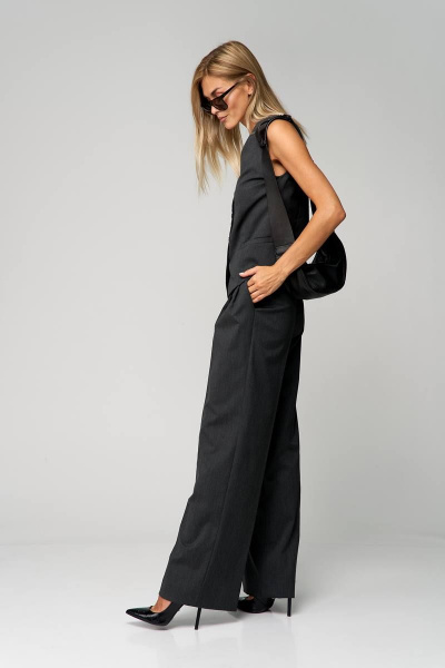 Широкие палаццо брюки из текстиля для делового образа THE NAME 2238 - фото 2