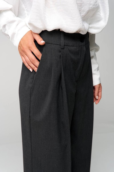 Широкие палаццо брюки из текстиля для делового образа THE NAME 2238 - фото 7