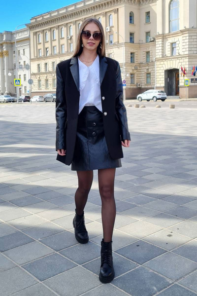 Жакет и юбка из кожзаменителя стильНа каждый день Shymoda 338-23 - фото 3
