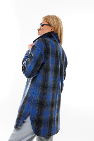 Рубашка прямого кроя из пальтовой ткани на демисезон NikVa 386-2 синяя_клетка - фото 5