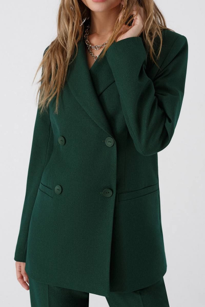 Классические укороченные брюки из текстиля в деловом стиле PiRS 4638 изумрудный - фото 3