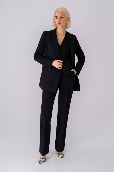 Трендовый оверсайз жакет с двубортной застежкой PiRS 4642 черный - фото 6