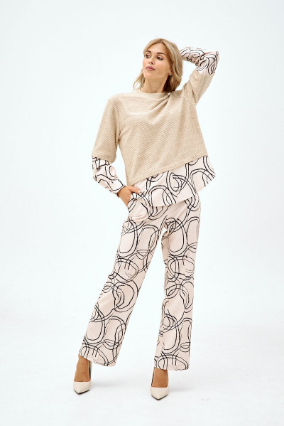 Брюки, джемпер NikVa 391-3 беж_разводы - фото 4