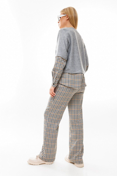 Брюки, джемпер NikVa 391-5 серый_гусиная_лапка - фото 2