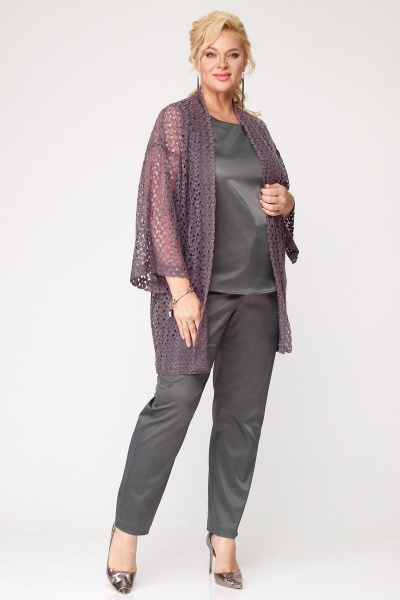 Брючный комплект тройка с кардиганом и топом из кружева Angelina & Сompany 878 - фото 6