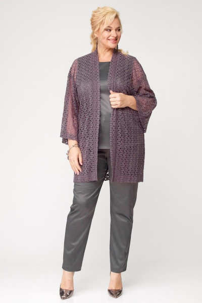 Брючный комплект тройка с кардиганом и топом из кружева Angelina & Сompany 878 - фото 5