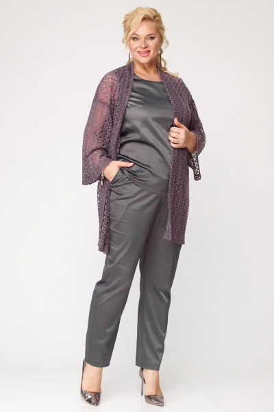 Брючный комплект тройка с кардиганом и топом из кружева Angelina & Сompany 878 - фото 4