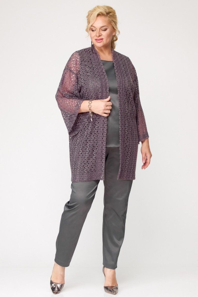 Брючный комплект тройка с кардиганом и топом из кружева Angelina & Сompany 878 - фото 1