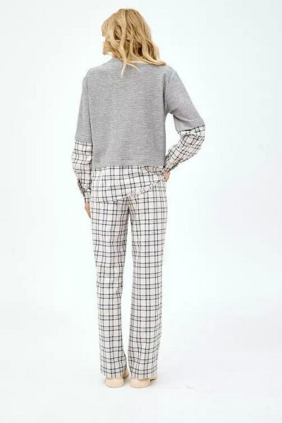 Брюки NikVa 393-1 клетка_молоко-серо-голубой - фото 2