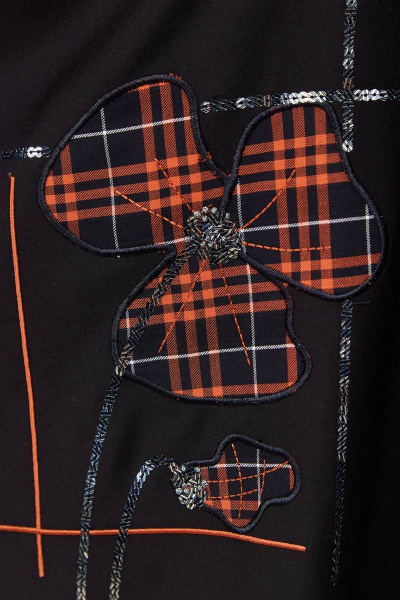 Многослойное платье из ткани и шифона с пайетками Michel chic 2134 черный/кирпичный - фото 7