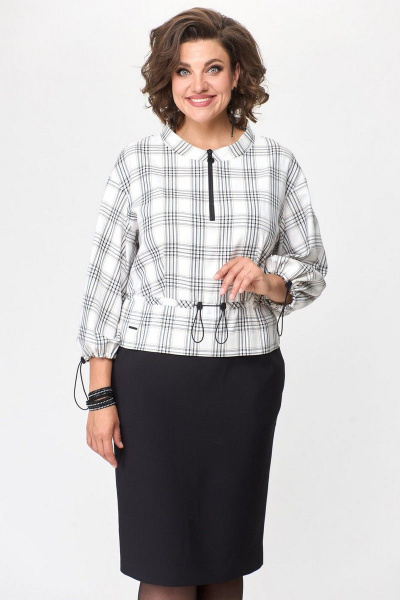 Платье-имитация блузки-юбки с сборками и разрезом Le Collect 432 - фото 6