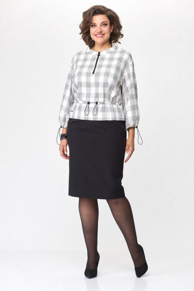 Платье-имитация блузки-юбки с сборками и разрезом Le Collect 432 - фото 1