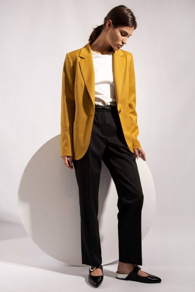 Полуприлегающий жакет из костюмной шерсти с карманами PINA 10451 карри - фото 2