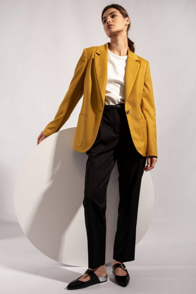 Полуприлегающий жакет из костюмной шерсти с карманами PINA 10451 карри - фото 1