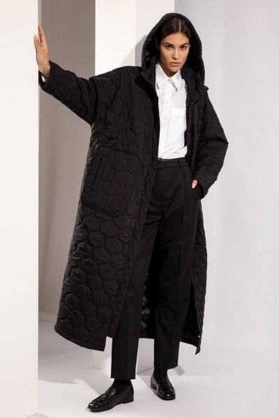 Пухлое утеплённое пальто свободного силуэта с капюшоном PINA 10461 - фото 2