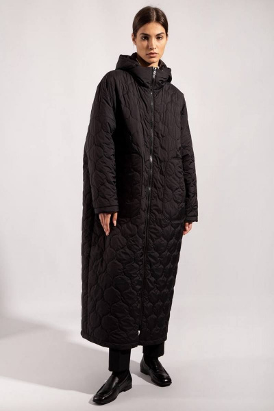 Пухлое утеплённое пальто свободного силуэта с капюшоном PINA 10461 - фото 7