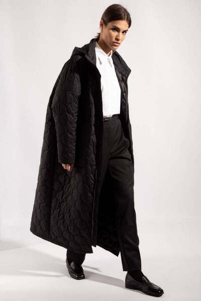 Пухлое утеплённое пальто свободного силуэта с капюшоном PINA 10461 - фото 3