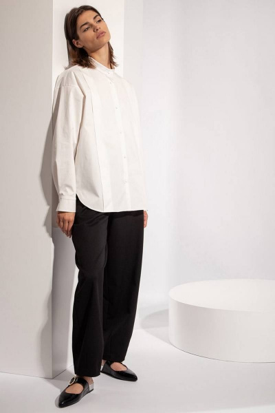 Классическая хлопковая рубашка с длинными рукавами и складками PINA 20749 - фото 5